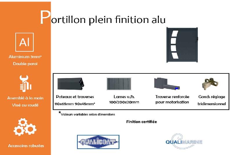 Portillon plein finition aluminium - 1750 / 1600_2