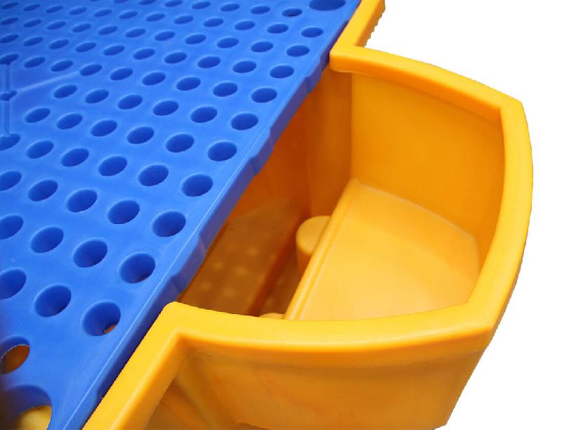 Bac de rétention PE 1100 litres + Caillebotis + Réceptacle intégré - Caillebotis plastifié_2
