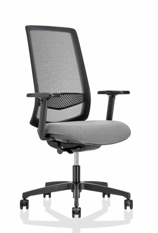 Fauteuil de bureau neuf - ADJUST noir avec accoudoirs - pivotant, ergonomique et design - structure séparée d'assise capitonnée et dossier aéré à treillis 3D_2