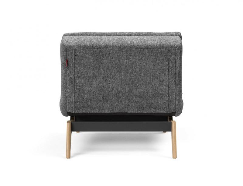Fauteuil design convertible Dublexo Eik - Lit 90x115 cm - Pieds chêne naturel - Tissu Twist Charcoal_2
