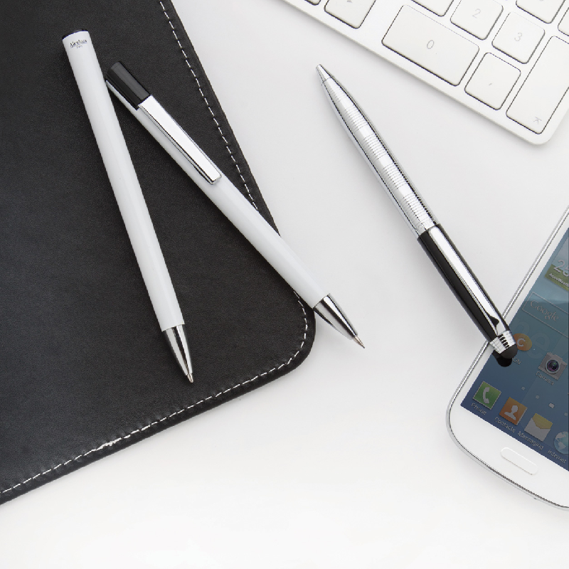 Stylo à bille en métal avec stylet - Antonio Miro - argenté avec boîte cadeau_2