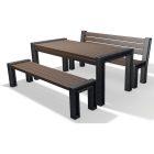 Table Pique Nique en Plastique Recyclé Hyde Park avec 1 banc et 1 banquette - Label Ange Bleu_2