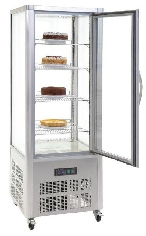 Vitrine à pâtisserie sur roulettes avec 4 côtés vitrés_2