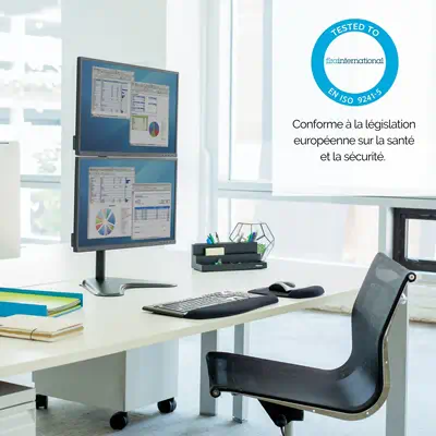 Bras porte-écrans double vertical sur pied Seasa_2