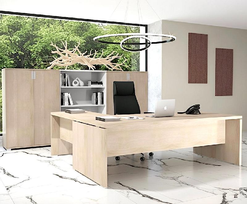 Bureau de direction avec retour TAK - Mobel Linea - 160, Acacia clair_2