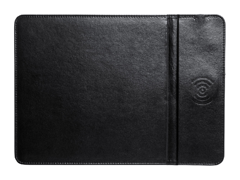 Tapis de souris en PU - Chargeur sans fil et support pour téléphone portable - Couleur noire_2