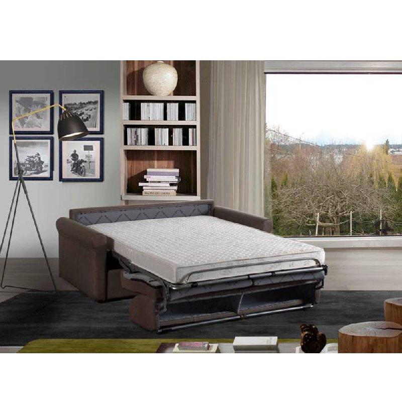 Canapé-lit 3 places ROMANTICO - Convertible express 140x197x16 cm - Polyuréthane taupe_2
