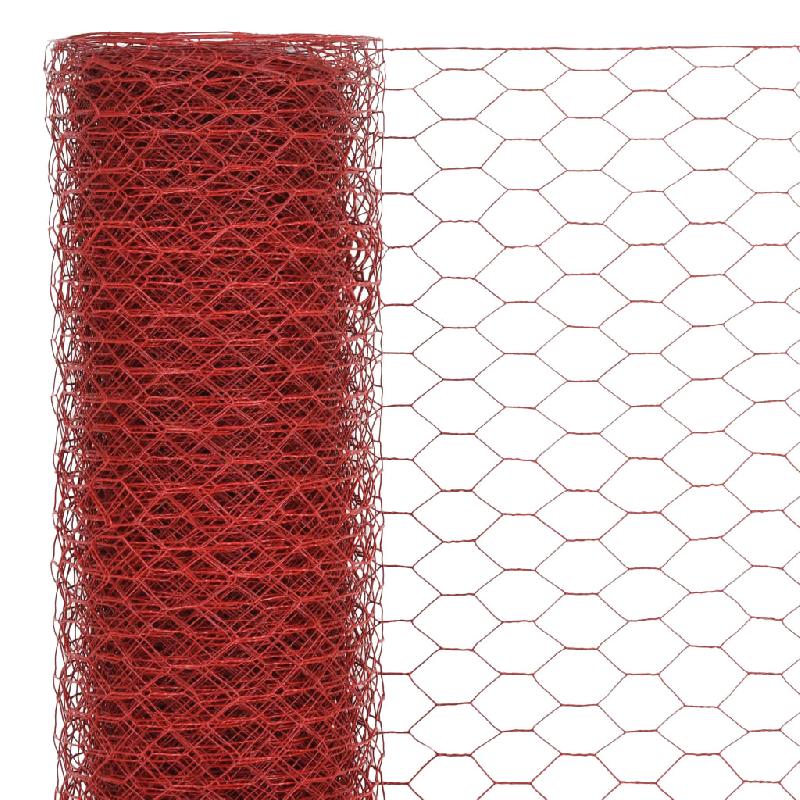 Vidaxl grillage acier avec revêtement en pvc 25x1 m rouge 143305_2