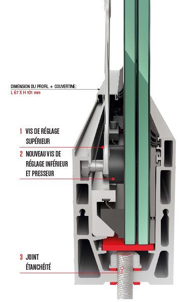 Garde-corps Faraone en verre et aluminium - design minimal - profil 67 x 101 mm_2