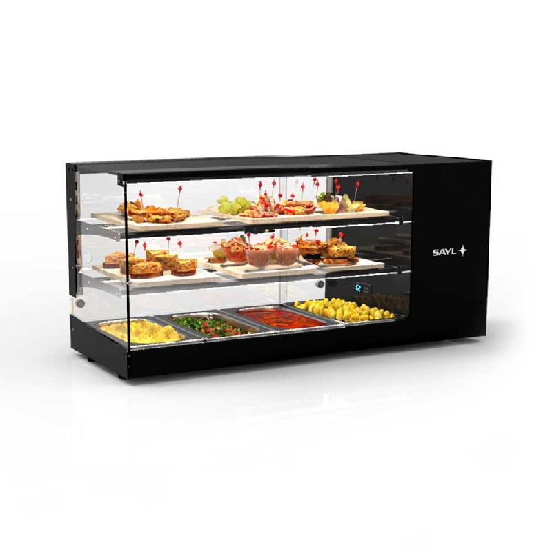 Vitrine réfrigérée LOGIC TRIPLE - Avec étagères neutres - 4 bacs GN 1/3 | Sayl Barcelona - Avec 2 étagères_2