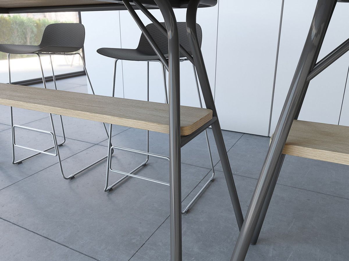 Table haute SIGNAL - Style industriel - Deskissimo - Plateau bois mélaminé - 4 à 6 personnes_2