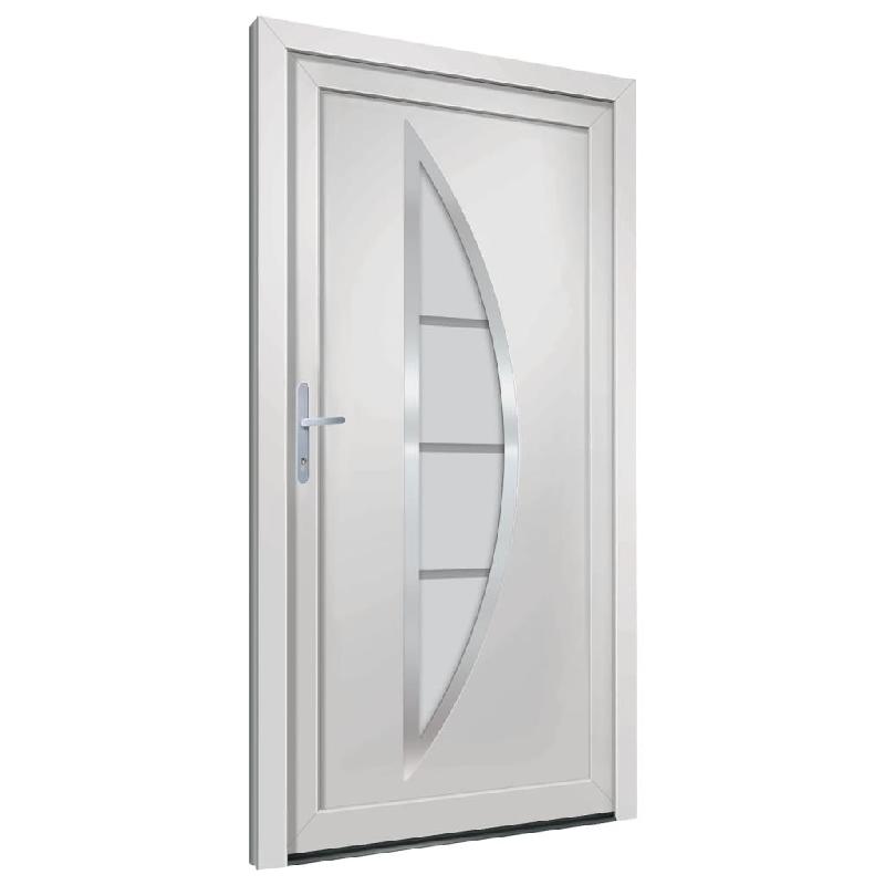 Vidaxl porte d'entrée blanc 98x190 cm pvc 3187862_2