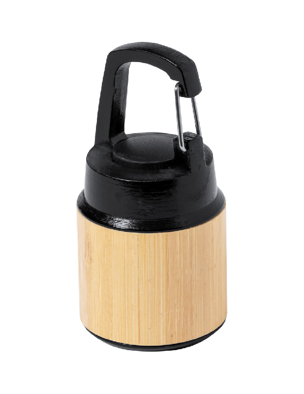 Lampe de poche en bambou - plastique ABS - LED COB avec mousqueton - piles bouton incluses_2