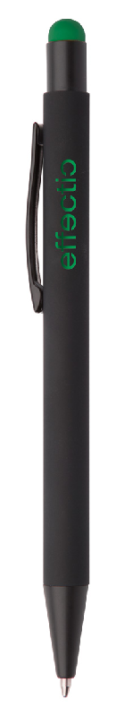 Stylo à bille stylet en aluminium - finition caoutchoutée - gravure colorée - encre bleue_2