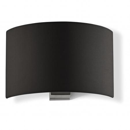 Applique murale demi-lune E27 40W - abat-jour en coton noir - design épuré et contemporain_2