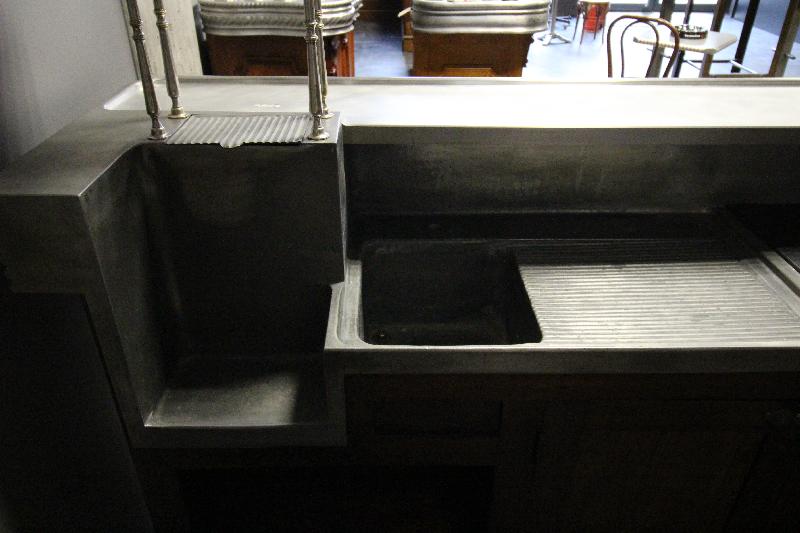 Comptoir n°94 - Chêne massif style 1900 - Longueur 2.60M - Dessus en étain alimentaire_2