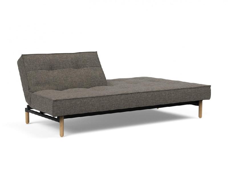 Canapé-lit Innovation Living Splitback Styletto - Convertible en lit 115x210 cm - Pieds chêne naturel - Tissu Flashtex Dark Grey_2