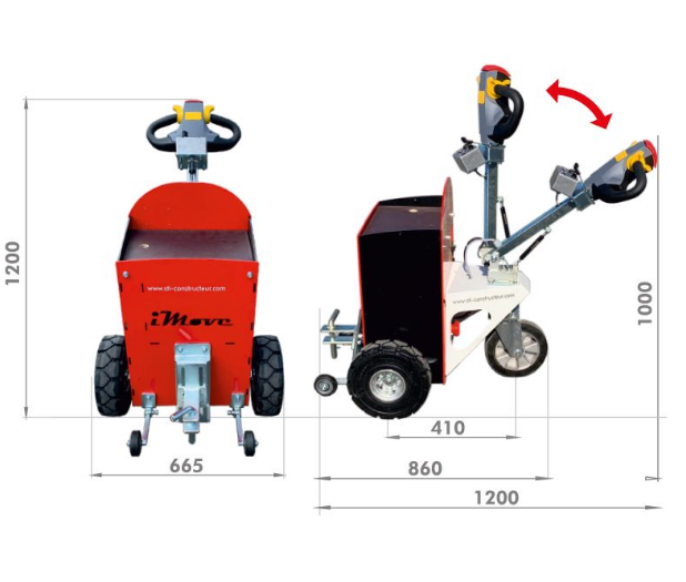 Timon articulé accompagnant iMOVE TA - Capacité de traction 1500 kg sur terrain plat - Moteur 24V / 800W - STI constructeur_2