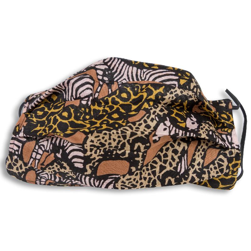 Masque lavable en coton imprimé safari - doublé coton beige - Made in France - 9x18 cm_2