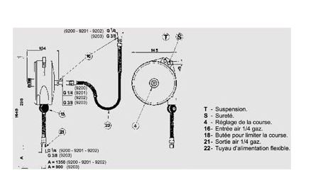 Équilibreur enrouleur 9200-9202 - câble polyuréthane - capacité 0,4 à 2,5 kg - course 1350 mm_2