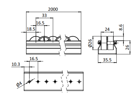 Rail à rouleaux abordable, durable et à fonctionnement fluide -XST H26_2