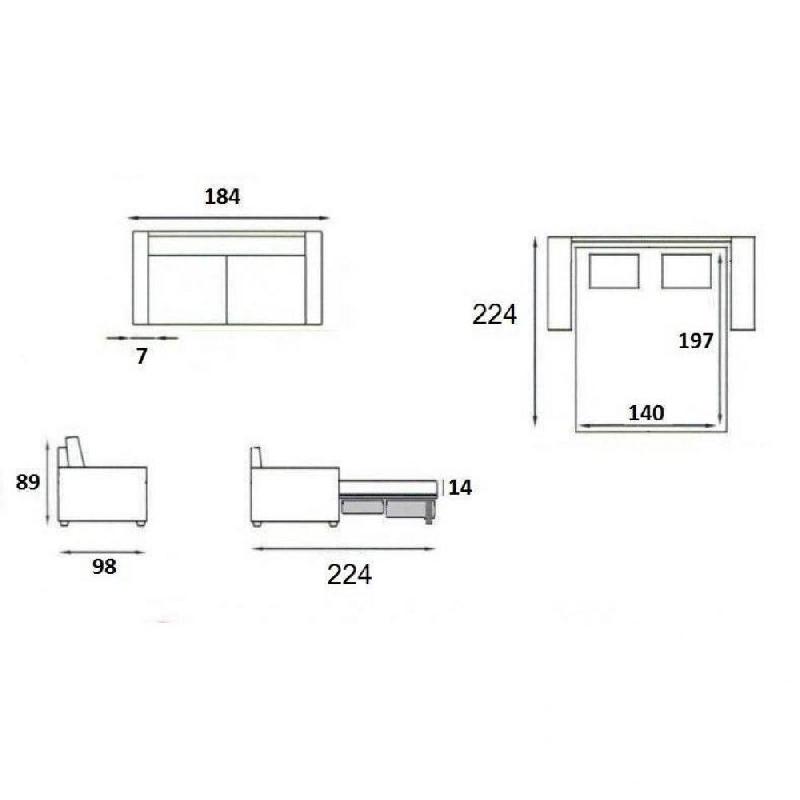 Canapé convertible OGGETTO - Matelas 16 cm - Système express - Sommier lattes 140 cm - Tweed gris clair - Fabriqué en Italie_2