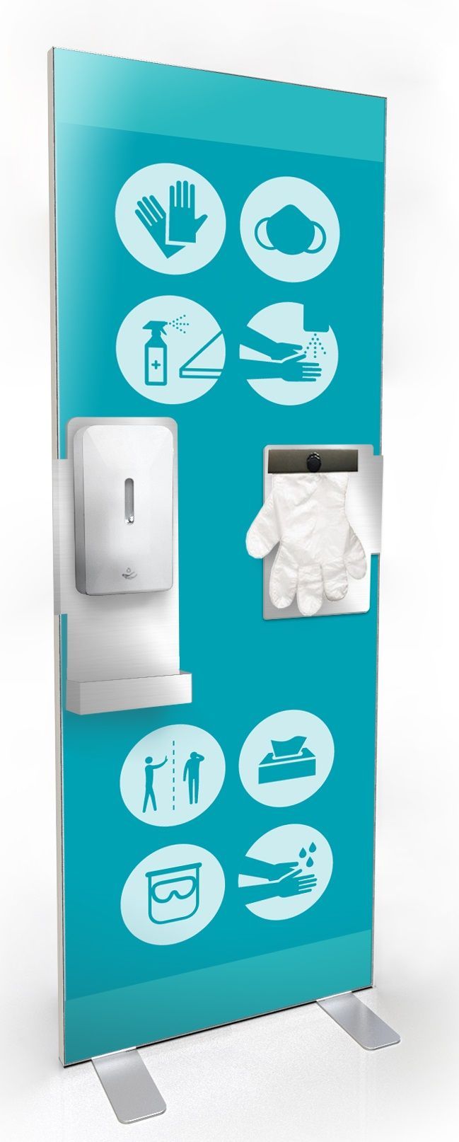 Kakemono avec distributeur gel hydroalcoolique et gants jetables_2