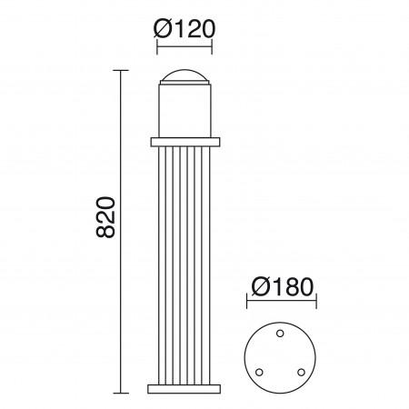 Borne Cok IP55 E27 maxi 70W - Hauteur 820 mm - Aluminium anthracite pour éclairage extérieur_2
