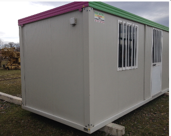 Bungalow de chantier - vestiaire avec cases, bancs et patères_2