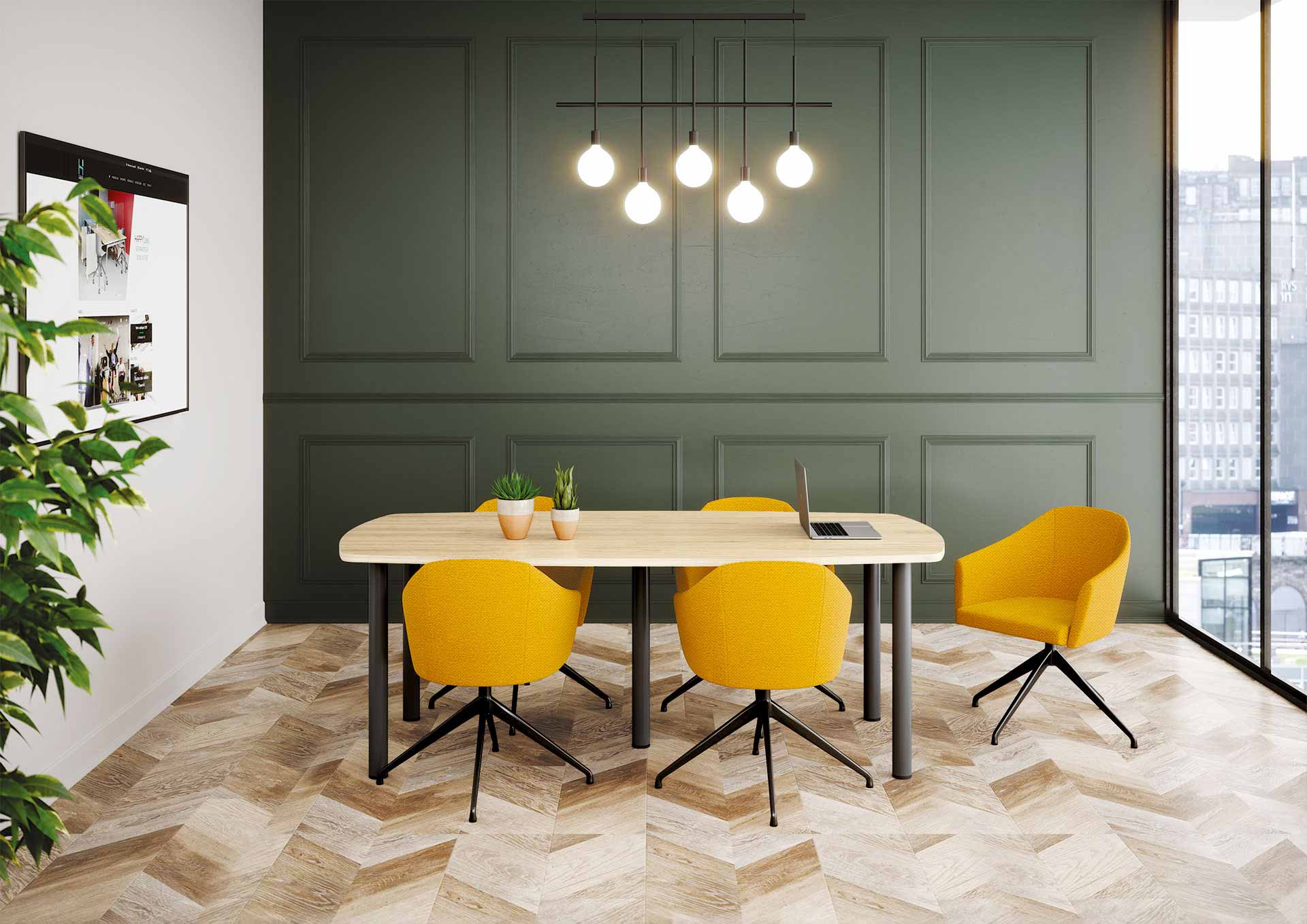 Table de réunion personnalisable Tonneau - ovale ou ronde avec piètements design et grand choix de coloris_2