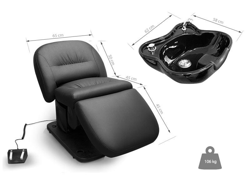 Bac à shampoing avec fauteuil électrique 2 sections pour salon de coiffure - 1106-hz-32845-allbk_2