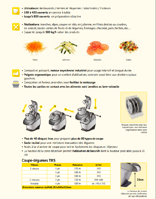 Coupe-légumes universel TRS - 500 W - 1 vitesse 340 tr/mn - Dito Sama DTRSY1V503_2