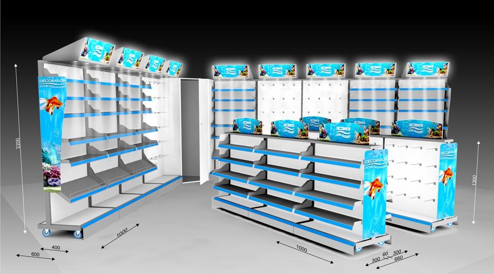 Caisson lumineux - meuble présentoir - seiller - en plastique, en métal_2