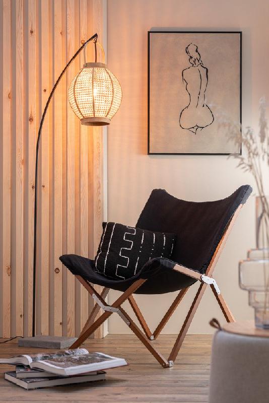 Chaise pliante FELI - design épuré en bois et toile noire pour intérieur et extérieur_2