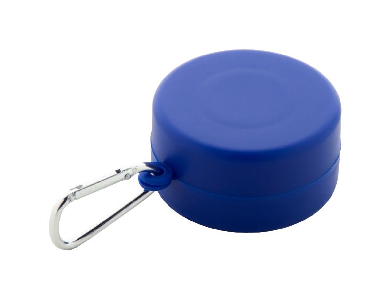 Gobelet pliable - plastique PP recyclé - 220 ml avec compartiment pilulier et mousqueton en métal - couleur bleu_2