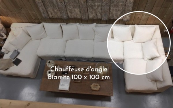 Chauffeuse d'angle Biarritz 100 x 100 cm - Home Spirit - structure en hêtre et tissu en lin de qualité_2