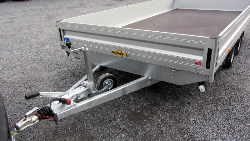Remorque plateau HUMBAUR HT 304121 - 2 essieux, roues dessous, ridelles alu, dimensions 4100x2100 mm_2