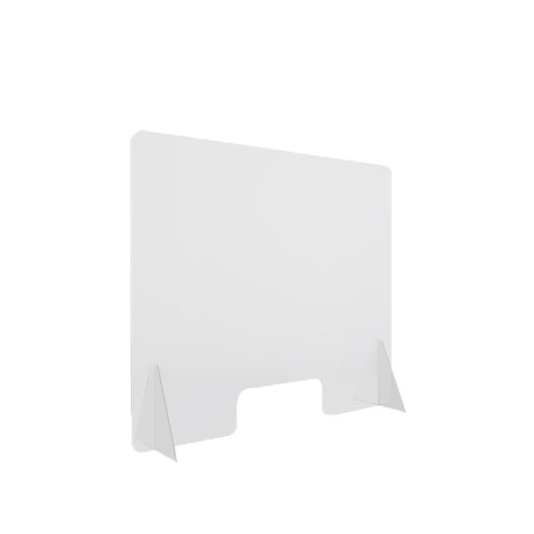 Vitre de Protection Plexiglass 4 mm Transparent MM H 70 x L 90cm + 2 Pieds - Réf : 490706 - Ouverture « passe-documents »_2
