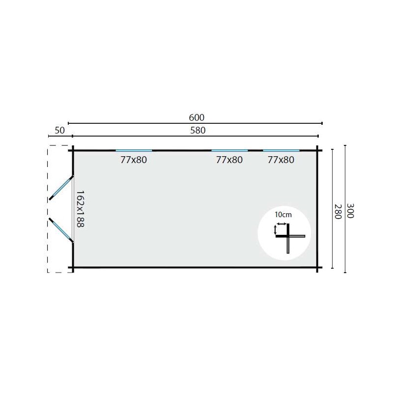 Garage simple bois rick / toit double pente / porte battante / 5 x 3 m_2