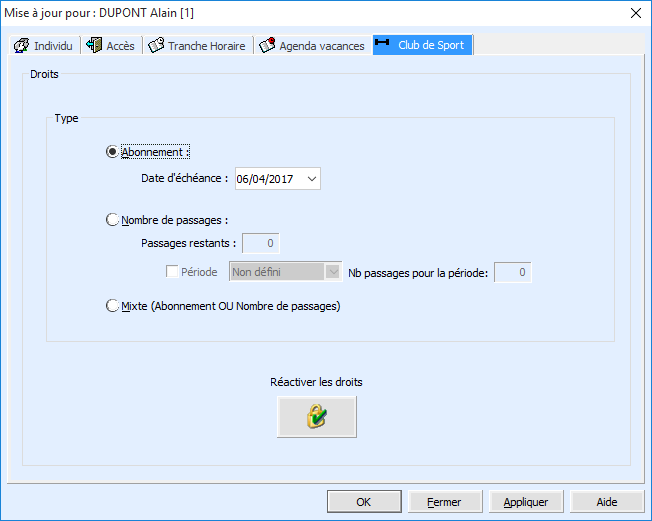 Logiciel de contrôle d'accès biométrique aux clubs de sport - BiomAccess Club - Zalix - Gestion des adhérents, portes et plages horaires_2