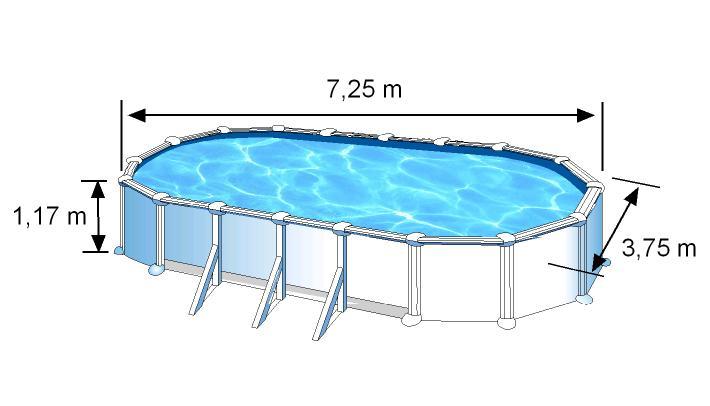Piscine ovale en acier 7,44m x 3,99m x h: 1,32m - filtration à sable - avec renforts apparents_2