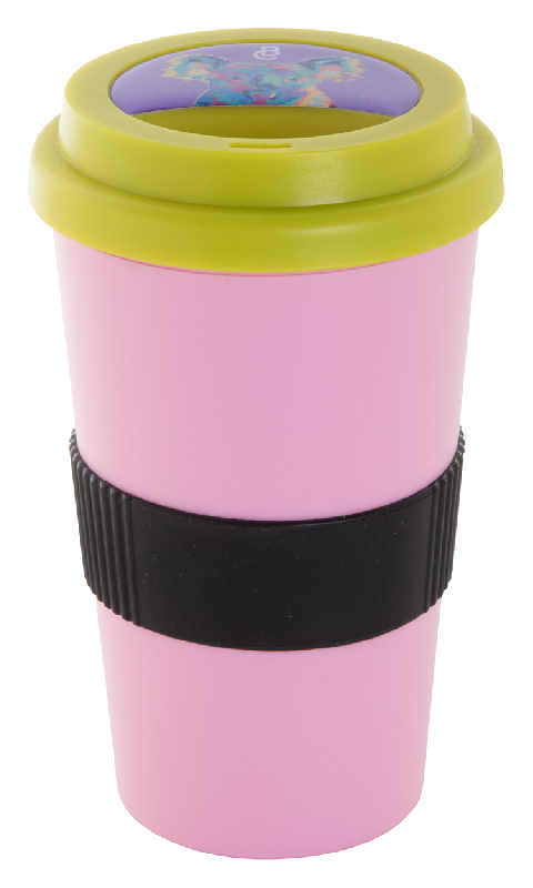 Mug thermos customisable - double parois en plastique - 400 ml avec couvercle bec verseur et grip en silicone_2