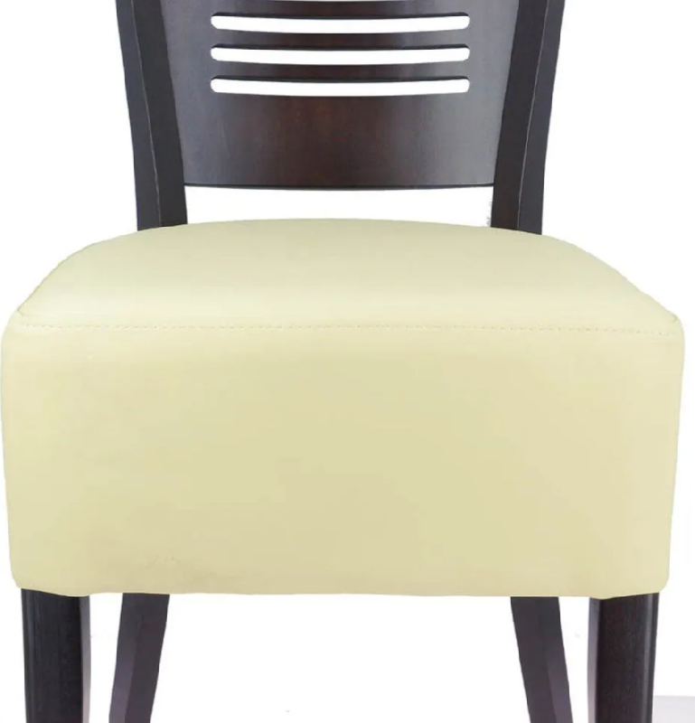 Chaise d'intérieur Amilly en bois assise tapissée en simili cuir beige -par 2 Valero_2