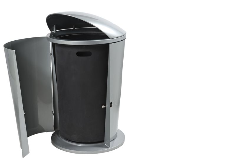 Portée Austin - Poubelle publique Landscape - Corps conique avec couvercle dôme et ouverture supérieure_3