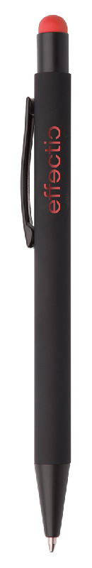 Stylo à bille stylet en aluminium - finition caoutchoutée, gravure miroir, encre bleue_2