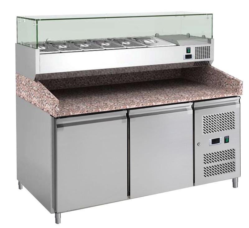 Meuble à pizza 2 portes avec vitrine réfrigérée PZ2600TN L2G_2