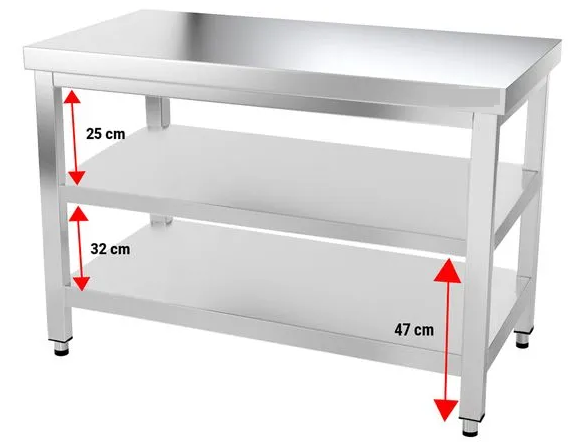 Table en inox centrale 120 x 70 cm en 3 niveaux_2