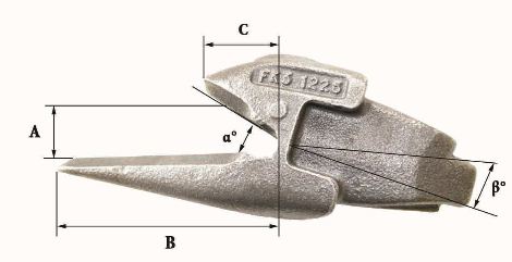 Dents de godet Fastkey FK3 1225 - 3.1 Kg, dimensions précises et épaisseur de lame 25 mm_2