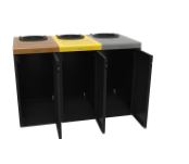 Meuble de tri 3 x 65L gris / marron / jaune / gris - Alitri_2