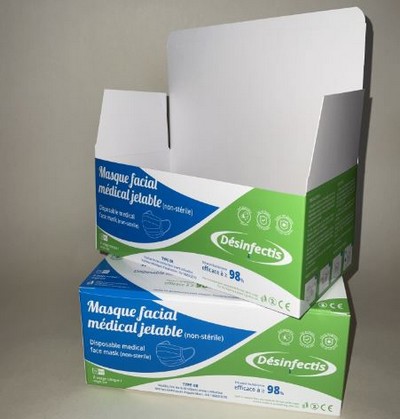 Boite pour masques en papier - carton blanc 300 gr/m² - impression quadri personnalisée_2